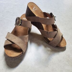 Dansko Susie Wedge Brown Leather Upper Sandals